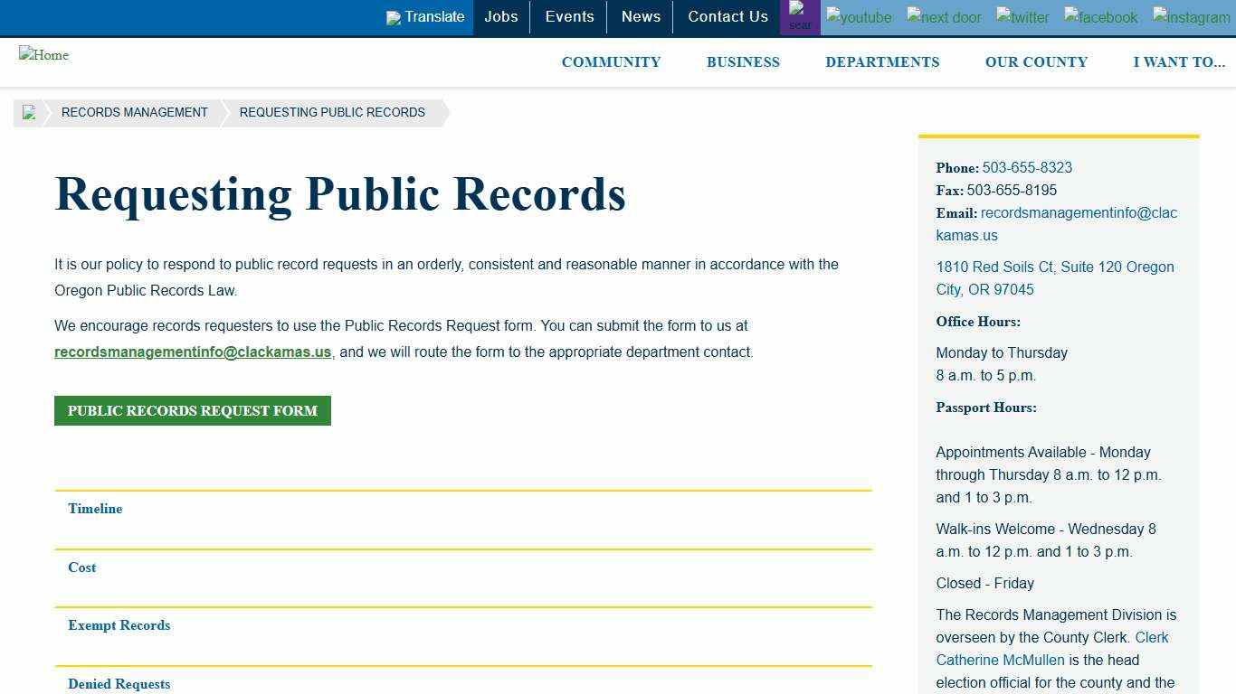 Requesting Public Records | Clackamas County